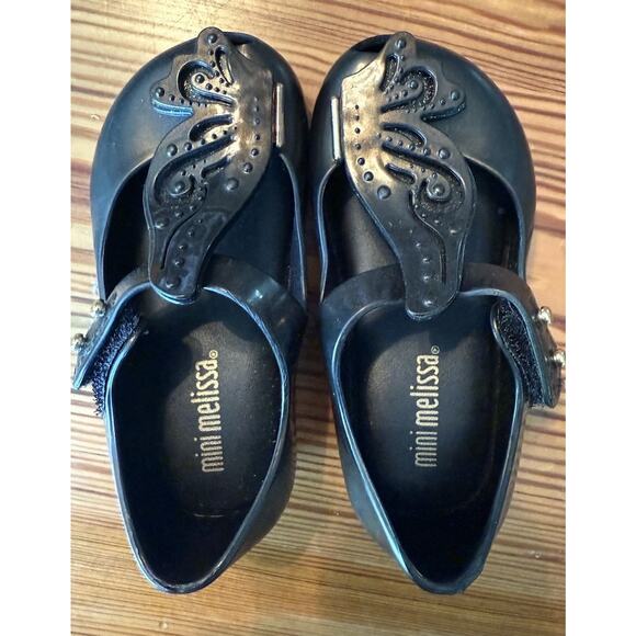Mini Melissa Other - Mini Melissa Ballet Flat Mini Ultragirl Fly II Toddler Sz 6 Black Butterfly NWOB